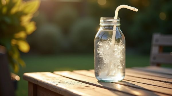 Stay refreshed with an insulated water jug featuring a straw